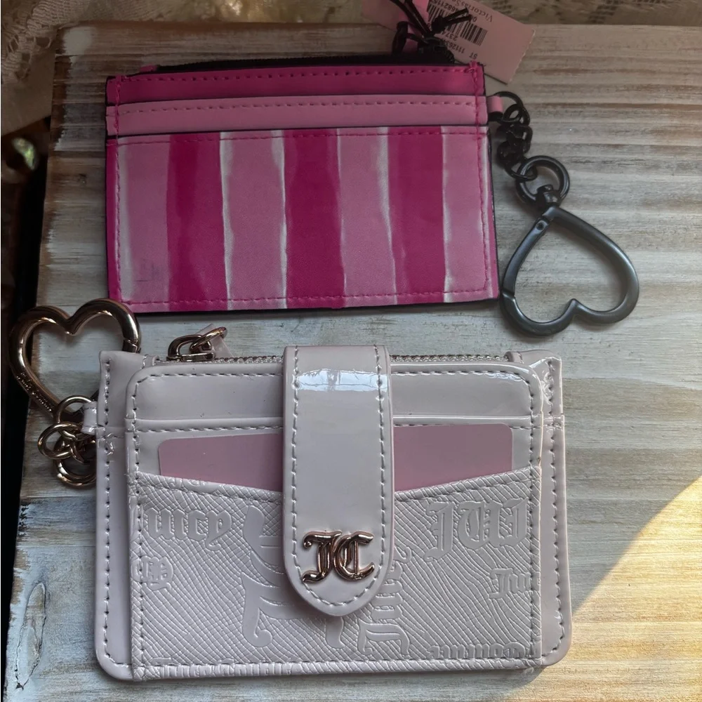 Victoria's Secret Pink Stripe Card Holder and Pale Pink Wallet Set